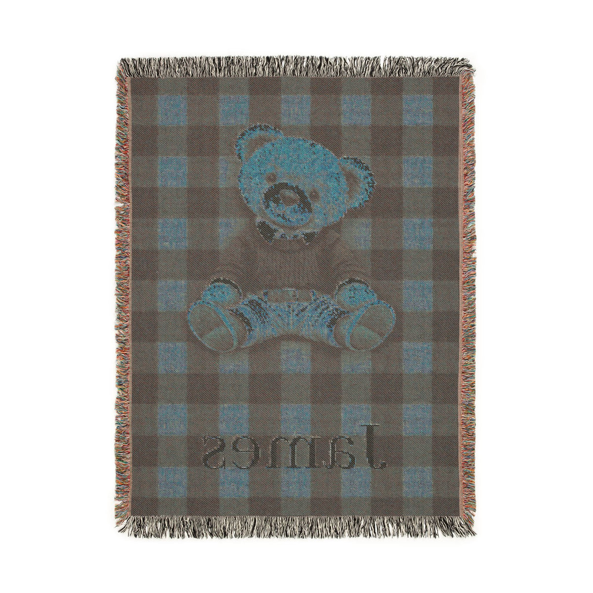 Back side of the woven blanket, showing the reverse weave pattern