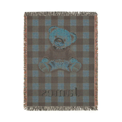 Back side of the woven blanket, showing the reverse weave pattern