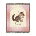 Personalized Woven Baby Blanket Cat - front view