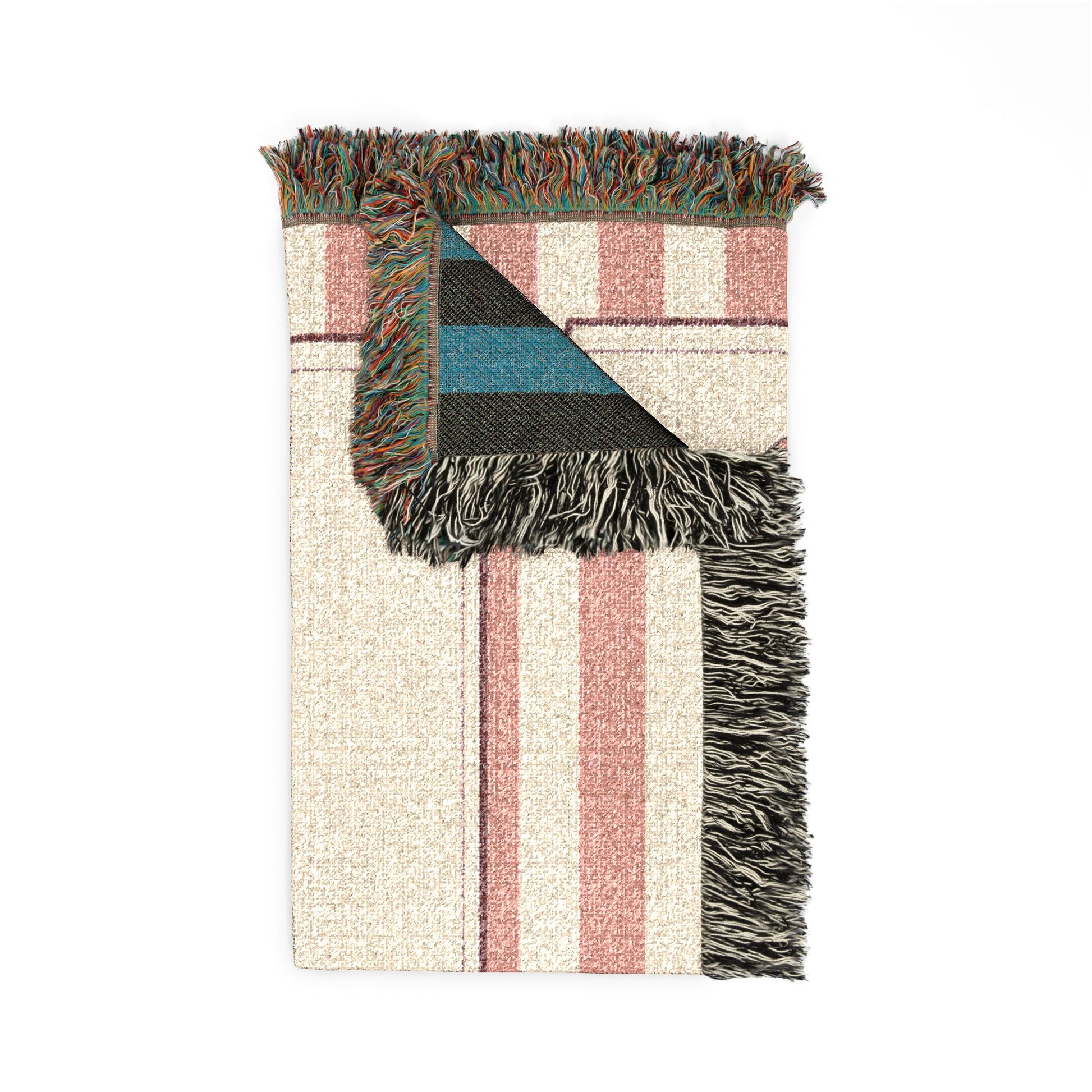 Folded personalized cowgirl boot baby blanket showing the fringed edge and the teal reverse side