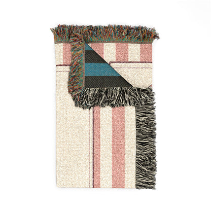 Folded personalized cowgirl boot baby blanket showing the fringed edge and the teal reverse side