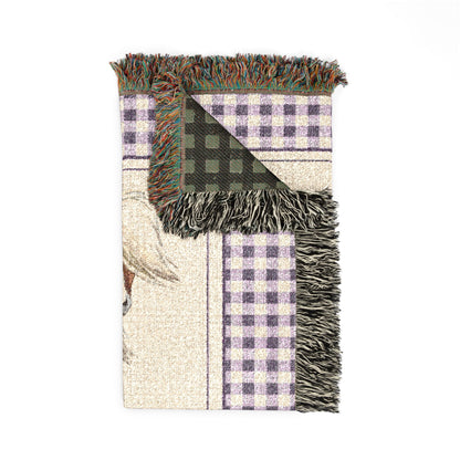 Folded personalized pony baby blanket showing the fringed edge and the dark reverse side