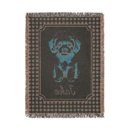 Reverse side of the personalized puppy baby blanket in dark grey-green