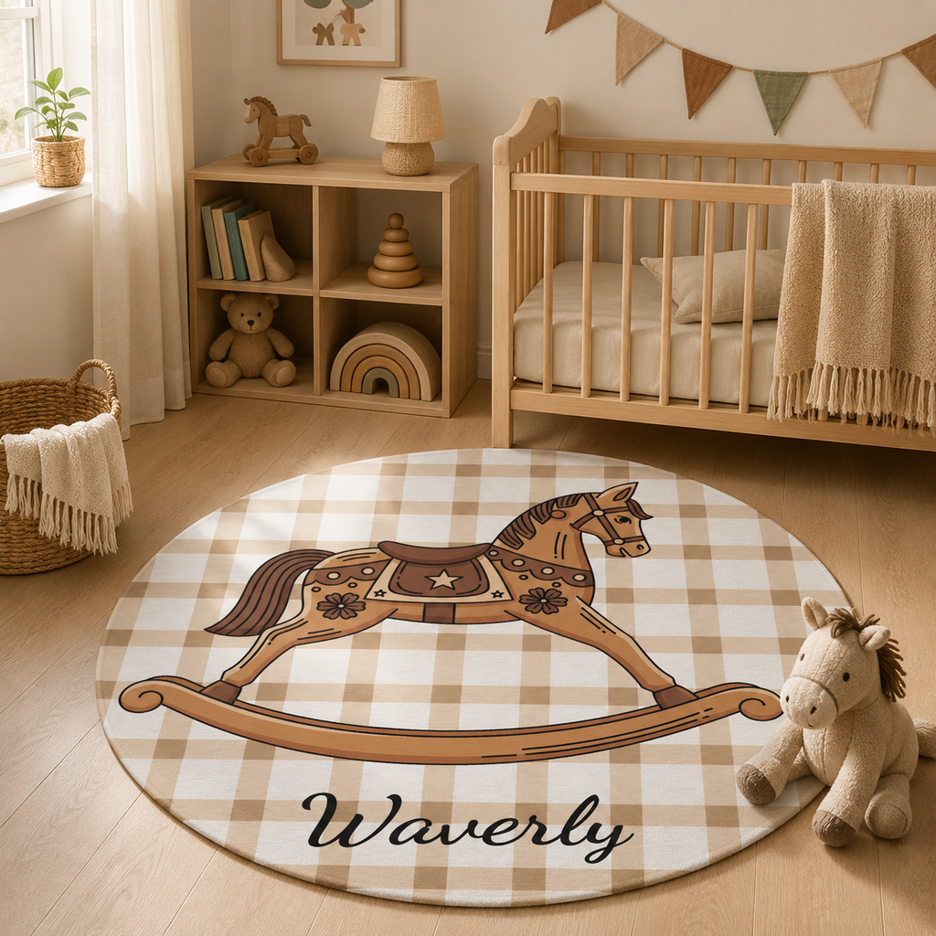 Personalized Round Rug Horse
