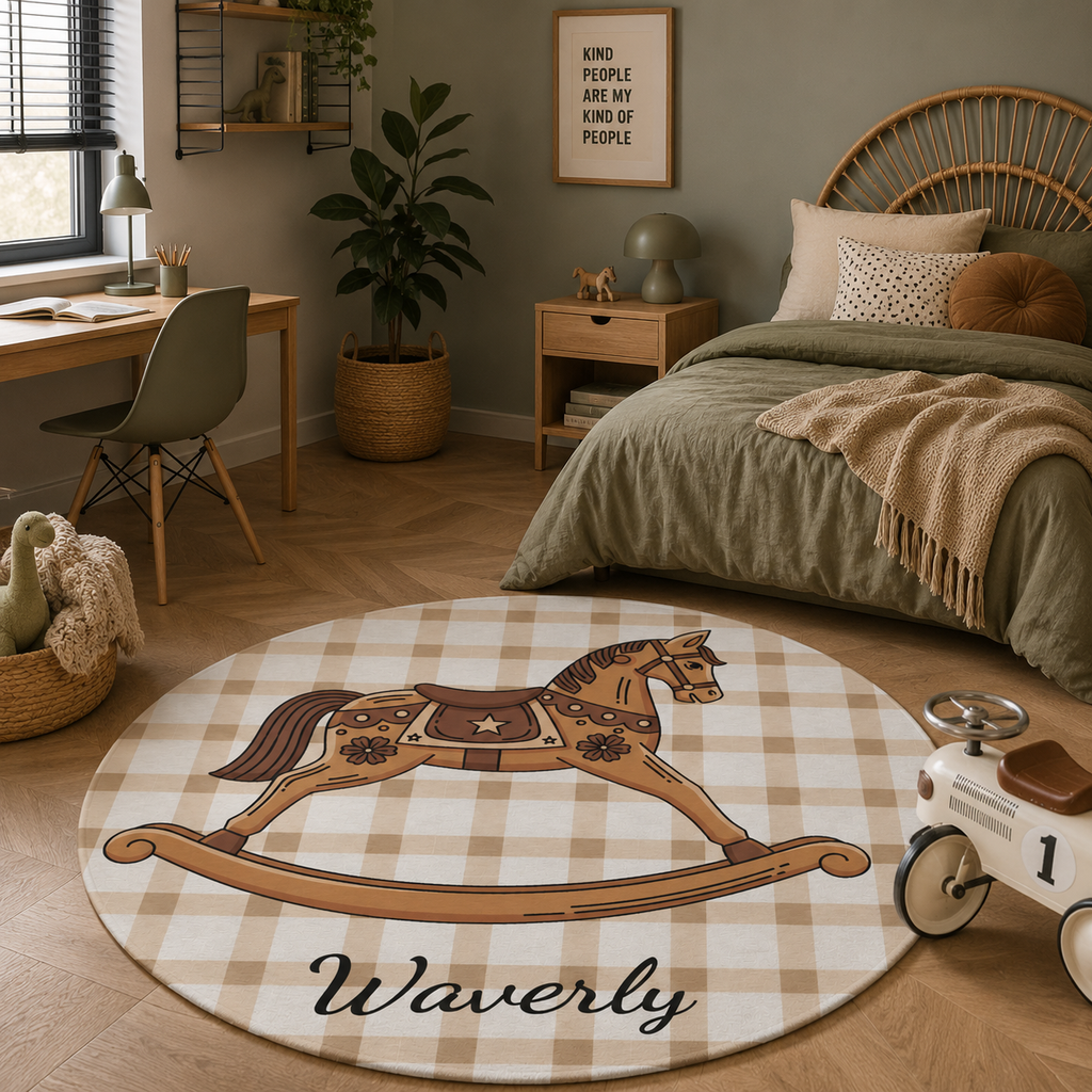 Personalized Round Rug Horse