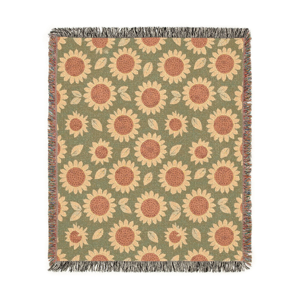 Retro Flower Woven Blanket - front view