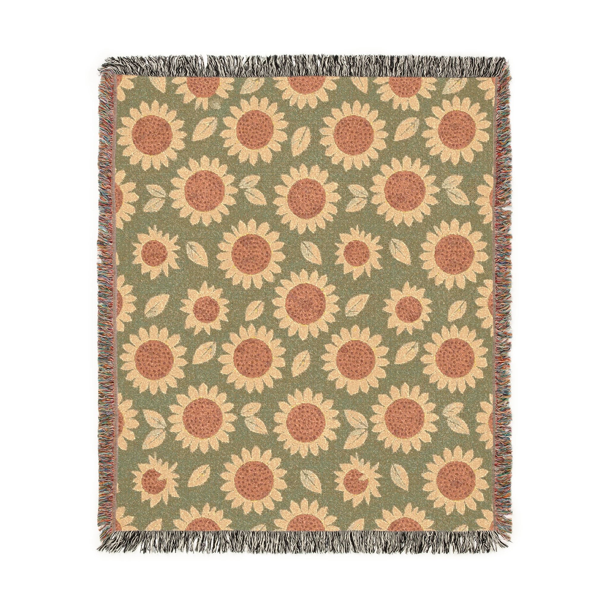 Retro Flower Woven Blanket - front view