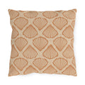 Sea Shell outdoor pillow in cream with terracotta scallop shells, front view