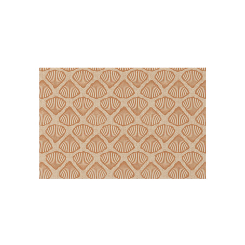Sea Shell outdoor rug in cream with terracotta scallop shells, shown flat