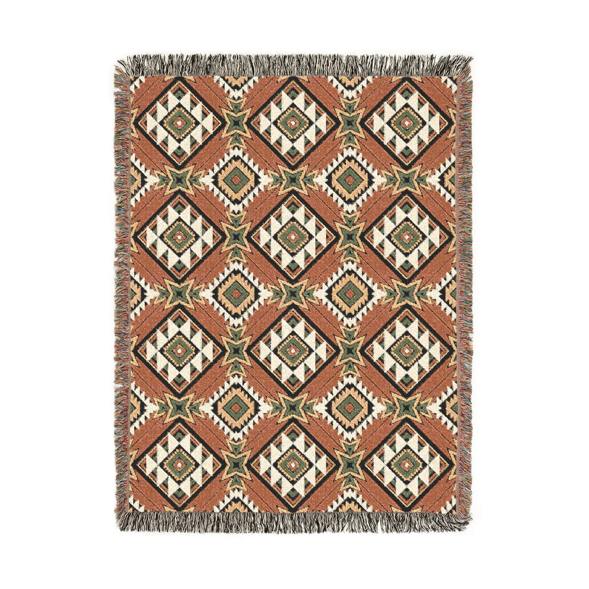 Star Medallion Aztec woven blanket featuring a bold southwestern geometric pattern