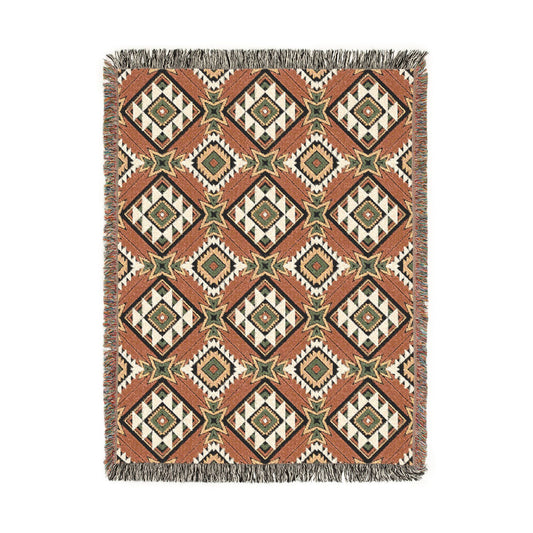 Star Medallion Aztec woven blanket featuring a bold southwestern geometric pattern