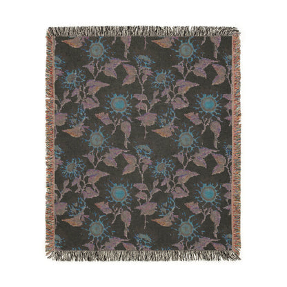 Reverse side of the Sunflower woven blanket in muted teal