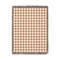 Terracotta gingham woven blanket with a rust and cream check pattern