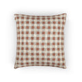 Terracotta gingham woven pillow with a rust and cream check pattern
