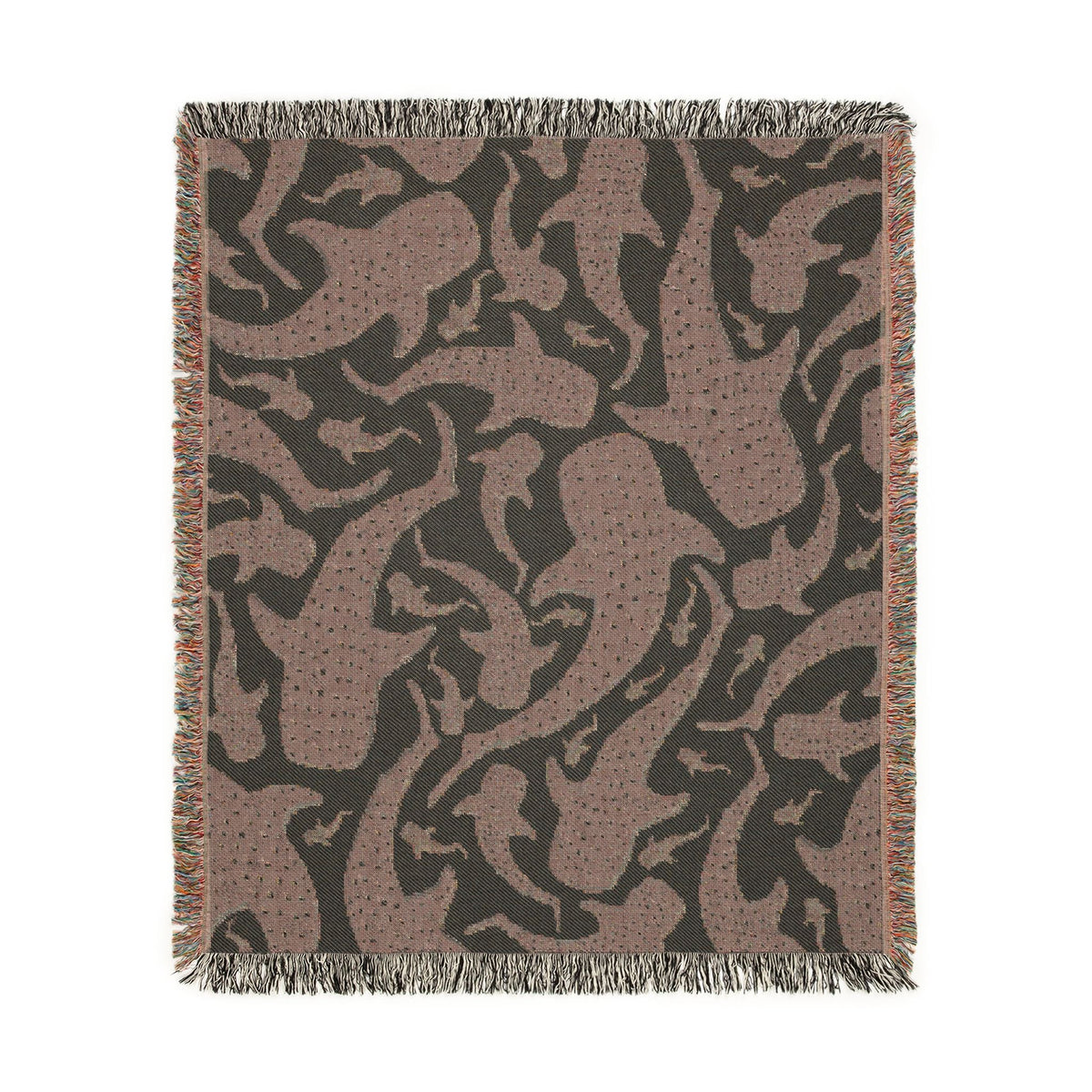 Whale Shark woven blanket shown flat from the back, brown colourway