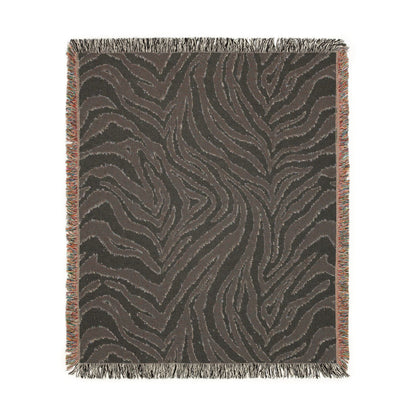 Reverse side of the Zebra woven blanket in charcoal grey