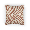 Woven pillow with rust and terracotta zebra stripes on a textured cream ground, front view